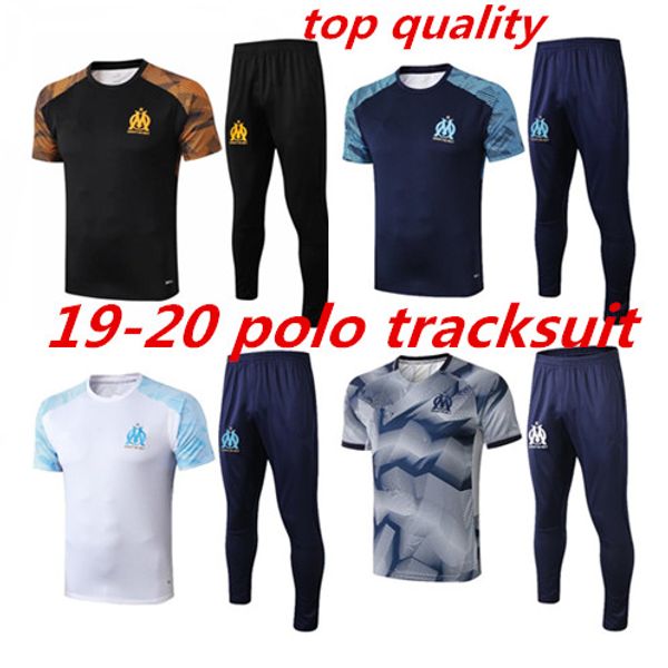 

18 19 20 marseille polo shirts tracksuit long pants ocampos 2018 2019 tracksuit football jerseys thauvin germain short sleeve training suit, Black
