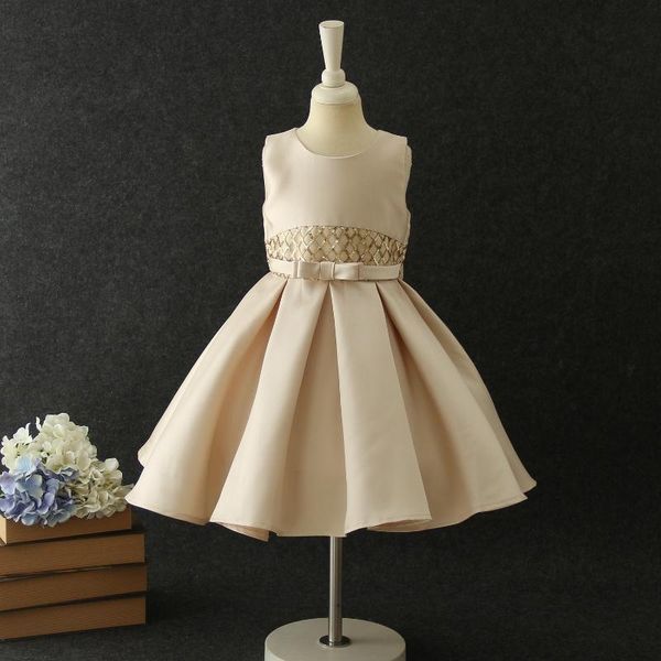 

19016 sequins bow a-line costume princess baby girl dress new summer party wedding kid dress for girl wholesale children clothes, Red;yellow