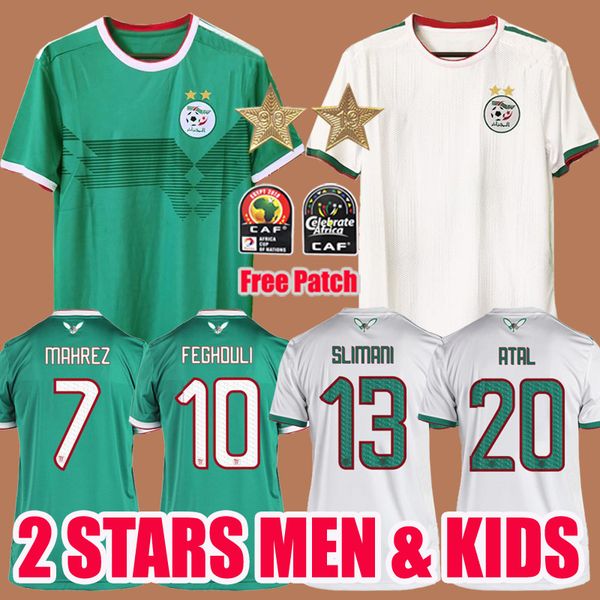 

2 Stars 2019 Africa Cup Algeria #7 MAHREZ Soccer Jersey 19 20 Home FEGHOULI BRAHIMI BOUNEDJAH MAILLOT DE FOOT ATAL Kids Football Uniform