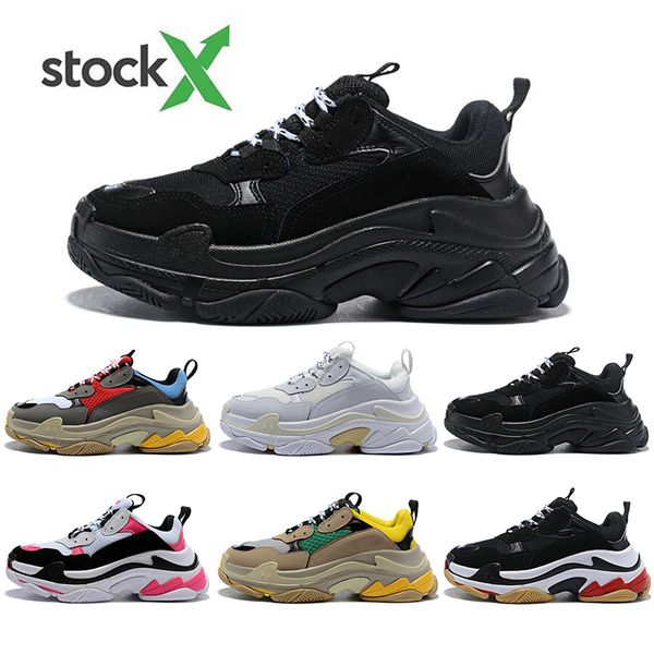 

with socks triple-s walking shoe luxury dad shoes chaussures designer sneakers for men women vintage old grandpa trainer, Black