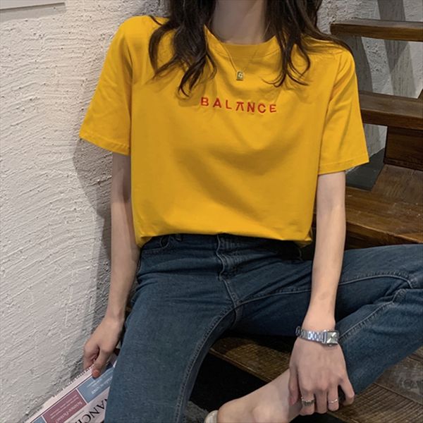 

ins cotton short-sleeved 2020 t- women's loose versatile half-sleeved ins cotton short-sleeved 2020 t- women's loose versatile hal, White
