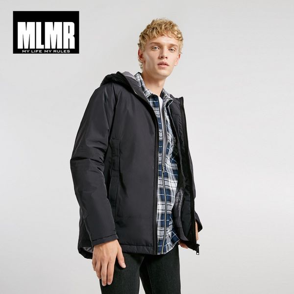 

autumn men's trend casual hooded stand collar long padded coat fashion menswear 218309529, Tan;black