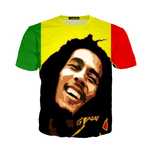

popular singer reggae bob marley t shirt men women funny 3d print summer short sleeve o neck crewneck casual a93, White;black