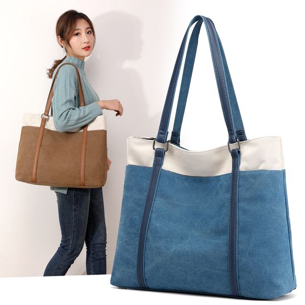 

canvas bag korean simple wild shoulder bag 2020 new casual portable large large capacity female mother