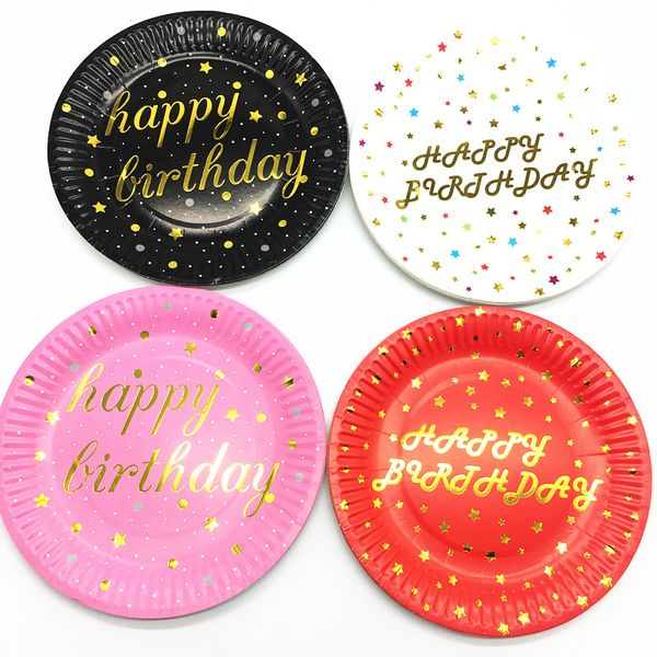 

10pcs/pack happy birthday party decorations happy birthday letter disposable paper plates theme paper plates