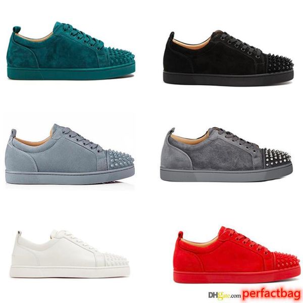 

2019 new designer sneakers red bottom low cut spikes flats shoes for men women leather sneakers casual shoes with dust bag 36-45, Black