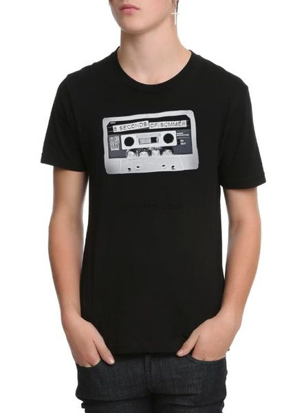 

5 seconds of summer cassette t-shirt, White;black
