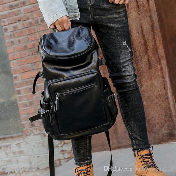 

factory wholesale men handbag multi-pocket fashion backpack outdoor travel leather leisure backpacks personalized leathersstudent bag