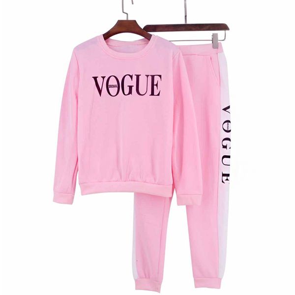 

long sleeve sportswear outfit women 2 piece set vogue letter printed sweatshirt and pants suit casual two piece tracksuit, White