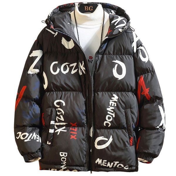 

2019 new style winter jacket men and coat peffer parka men clothes for winter hooded casual mens parkas m-5xl, Black