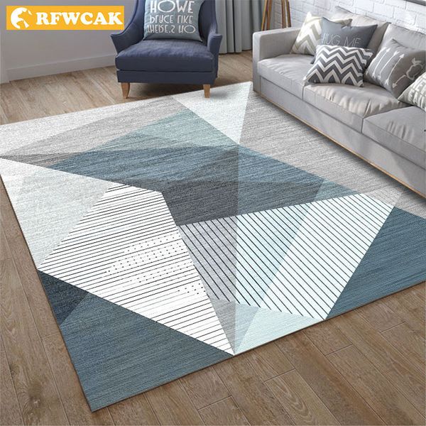 Rfwcak Modern Geometric Living Room Carpet Bedroom Anti Slip Large Rug Floor Mat Kids Tapete Fashion Kitchen Carpets Area Rugs Carpet Installation
