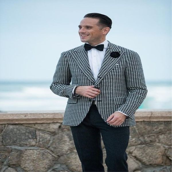 

элегантный бренд последние черно-белые клетчатые куртки брюки мужской костюм 2020 изготовленный на заказ пиджак жених платье свадьба 2 шт на, White;black