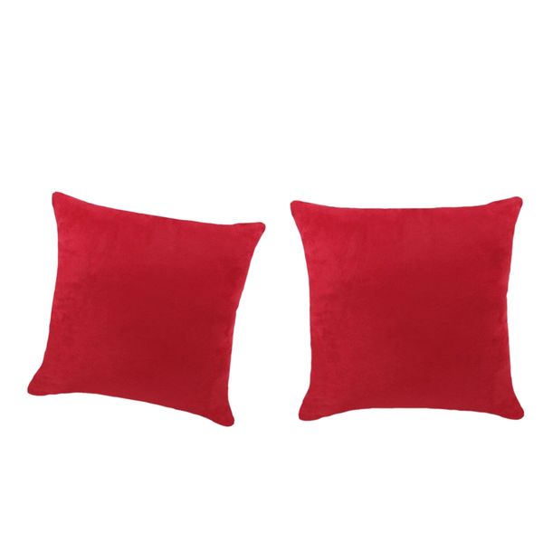 

2x solid color pillow case cushion covers w/ hidden zipper red 45x45cm