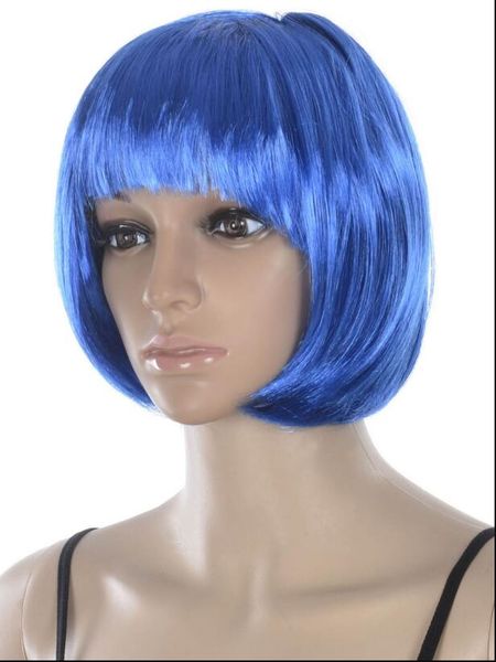 Wig Women Glamour Short Bob Purple Green Pink Blue Hair Wig