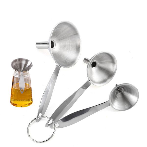 

stainless steel funnels with handle for transferring liquid fluid dry ingredients and powder flask filter funnel oil leak funnel jk2001