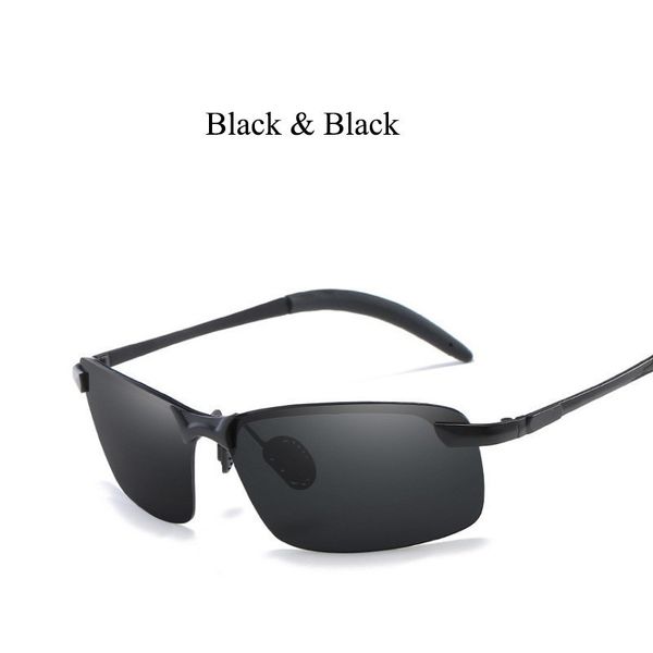 

metal driving polarized sunglasses for men night vision goggles vintage half-frame mirror oculos lentes gafas de sol male 2019, White;black