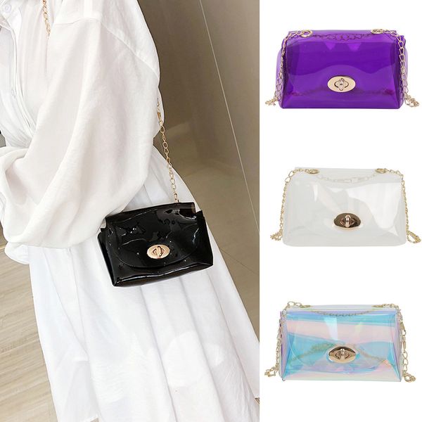 

fashion lady solid color transparent fluorescent color bag for women jelly wild shoulder bag messenger borse da donna#30