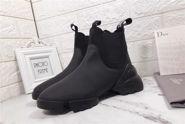 

d women's boots short martin boots british style wild shoes ins retro thick heel boots, Black