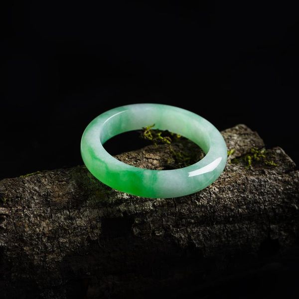 

the gift-giving natural burmese jade light green 54mm-62mm bracelet elegant princess jade bracelet for mother and girlfrien, Golden;silver