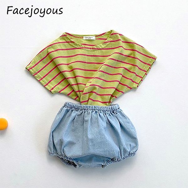 

baby clothes set kids striped t-shirt short sleeve and boy shorts pp pants outfits summer baby girl clothes sets, White