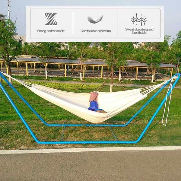 

white cotton hammock multiples load capacity up to 450 lbs portable carrying bag for patio yard garden