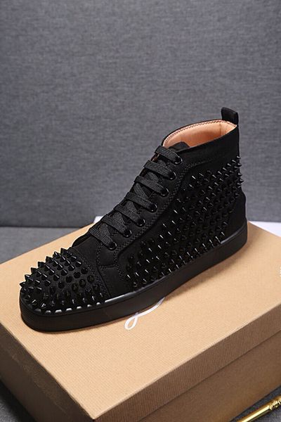 

designer sneakers studded spikes shoes mens and women trainers red bottom mens flat shoes glitter graffiti party wedding shoes c02, Black