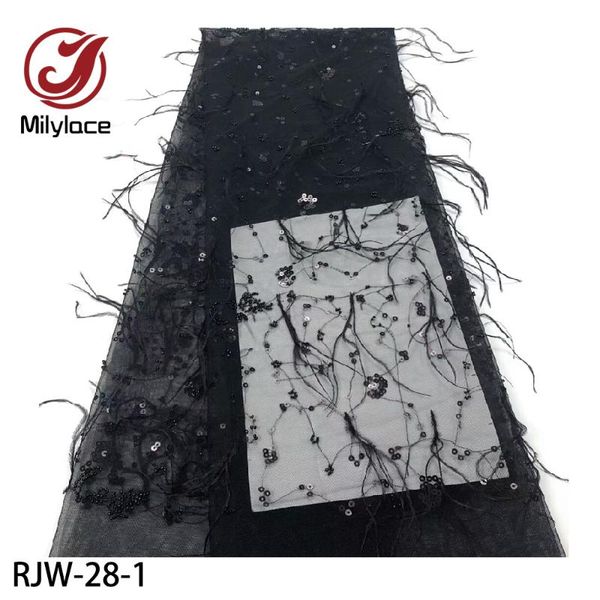

milylace feather embroidery tulle mesh lace fabric with beaded and sequins for bridal wedding dress rjw-28, Pink;blue