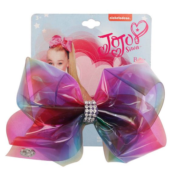 

new rhinestone clear jojo siwa bows girls hair clips jojo siwa kids barrettes baby bb clips designer hair accessories 5.5inch a6996, Slivery;white