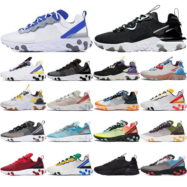 

running shoes for men women react 87 element 55 vision gravity purple black iridescent desert oasis honeycomb sports sneakers 36-45