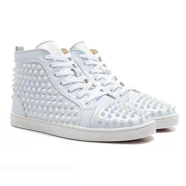 

2019 ace red bottom luxury designer brand studded spikes flats casual shoes shoes for men and women party lovers genuine leather sneakers y4, Black