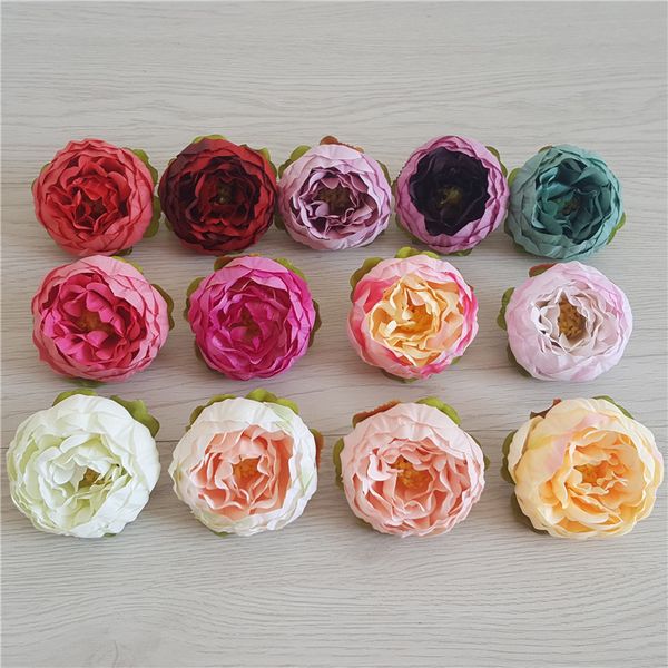 

10pcs european style peony head artificial flowers for home wedding car decorative bride bouquet manual wreath fake flowers