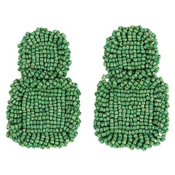 

wholesale-fashion luxury designer exaggerated vintage bohemia hand beaded geometric square box stud earrings for woman, Golden;silver