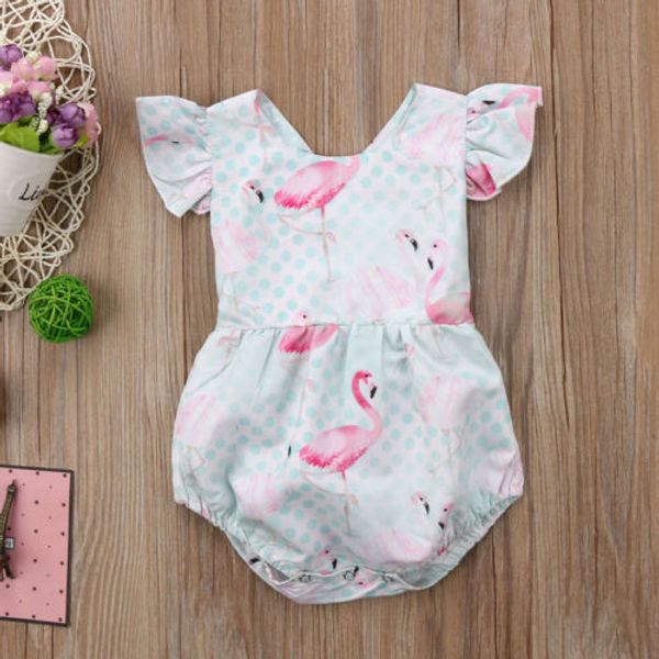 

new baby girl summer romper infant flamingo romper, Blue
