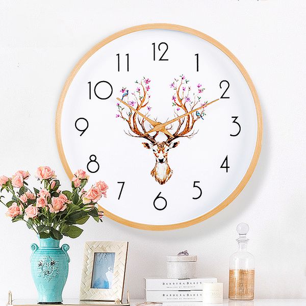 

nordic wall clock home living room modern minimalist art clock solid wood personality fashion creative bedroom bb50wc