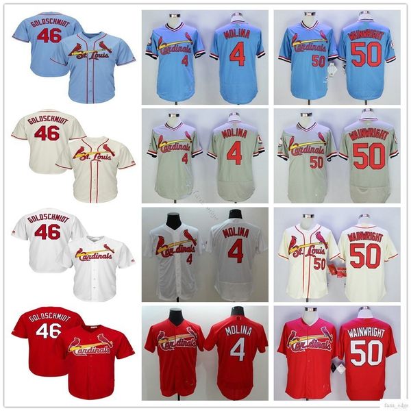 

2019 New St. Louis 46 Paul Goldschmidt Jersey 4 Yadier Molina 50 Adam Wainwright 13 Matt Carpenter 16 Wong Cardinals Baseball Jerseys