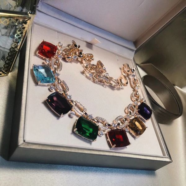 

Дизайнерские красочные CZ бриллиантовые хрустальные бусы 18K позолоченные украшен