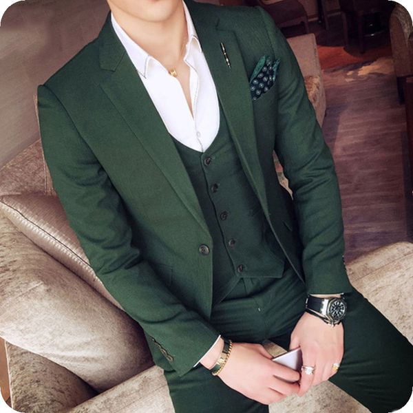 

custom made green men business suits for wedding groom wear man tuxedo 3piece gentle male blazer latest designs costume homme, Black;gray