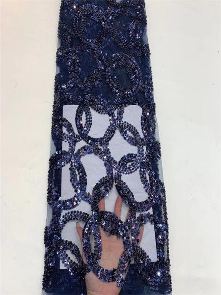

royal blue 2020 shiny french lace fabric 5 yards fashion party dresses tulle lace fabric with sequins fz41, Pink;blue