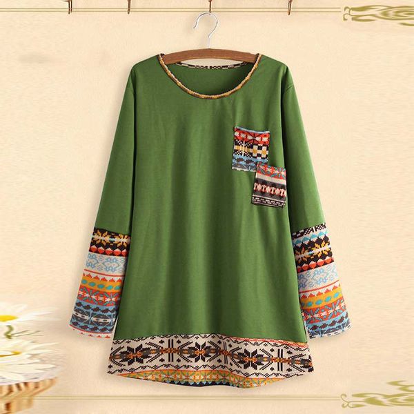 

women's blouses & shirts kaftan printed women patchwork blouse 2021 zanzea casual long sleeve blusas female o neck spring oversized, White