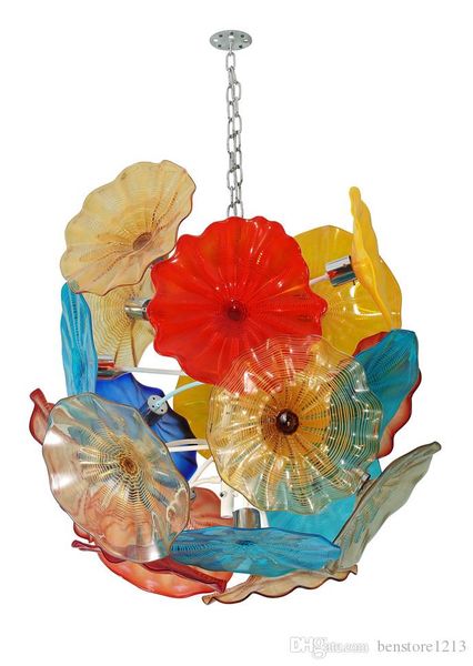 

new arrival hand blown murano glass chandelier pendant light led glass art flower chandelier for living room dining room staircase