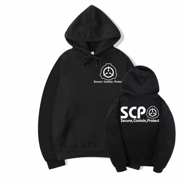 

hoodies men scp special containment procedures foundation sweatshirt mens pullover fleece hoodie autumn winter hoody unisex, Black