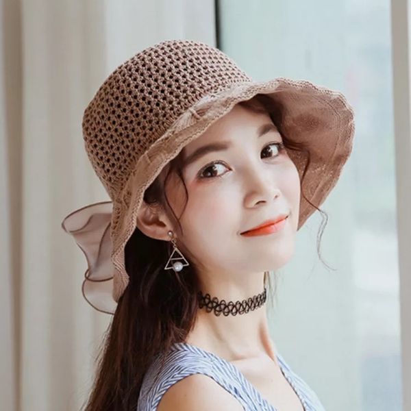 

women's summer sun bucket bucket butterfly fisherman foldable sun hat beach bow fisherman hat, Blue;gray