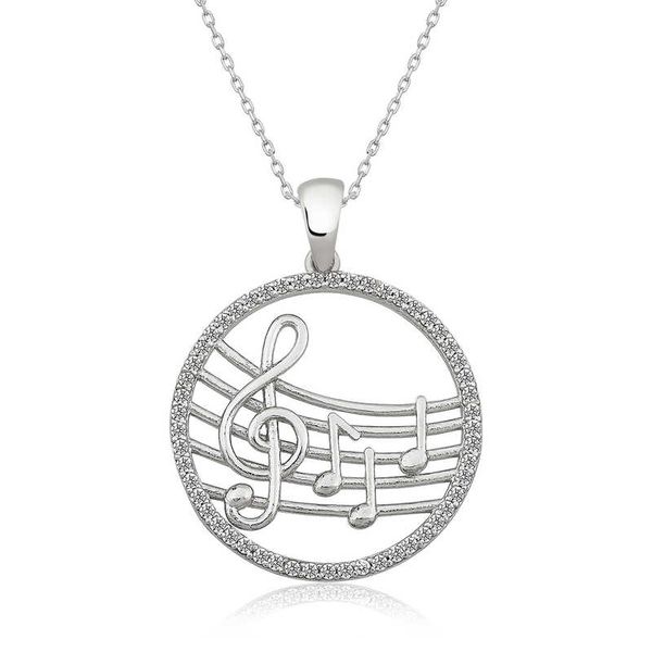 

925 sterling silver music themed lady necklace