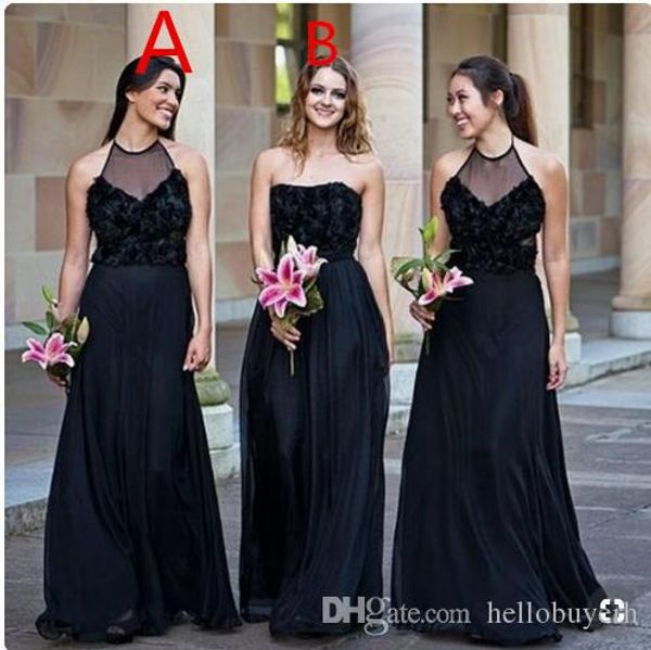 

2019 линия шифон длинные черные платья невесты разные стили тот же цвет вечернее платье африканский плюс размер партии prpm платье, White;pink