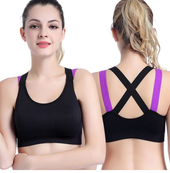 

solid color sports yoga bra summer vest sleeveless female fitness push-up gym running shockproof workout quick-drying vest, White;red