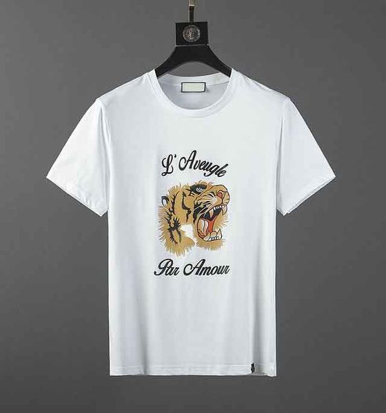 

designer man guccy tshirt tide brand mercerized cotton leisure wild t-shirt short sleeve tiger head print short-sleeved, White;black