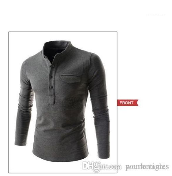 

polo shirt fashion stand collar solid color long sleeve fashion clothes slim comfortable tshirt mens designer casual, White;black