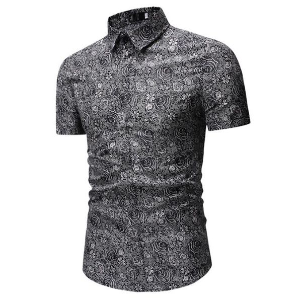

moda veloce mens short sleeve hawaiian shirts mens half printed men shirt short sleeve 2020, White;black