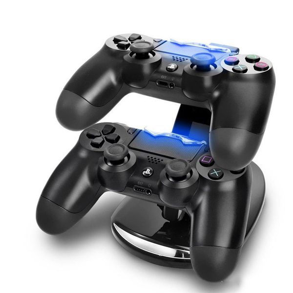 DUAL Nuovo arrivo LED USB ChargeDock Docking Cradle Station Stand per caricabatterie wireless per controller di gioco Sony Playstation 4 PS4 Spedizione gratuita