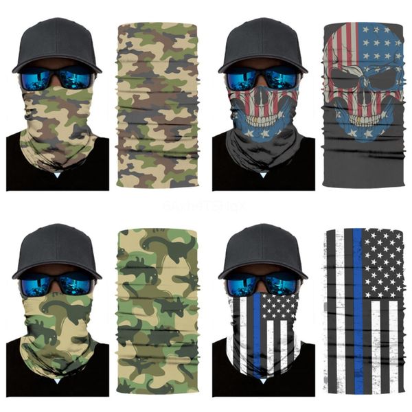

qyryt fashionflag magic cycling bandana headskull scarf head masks neck scarves windproof sport camouflag face mask with filtere#609, Blue;black